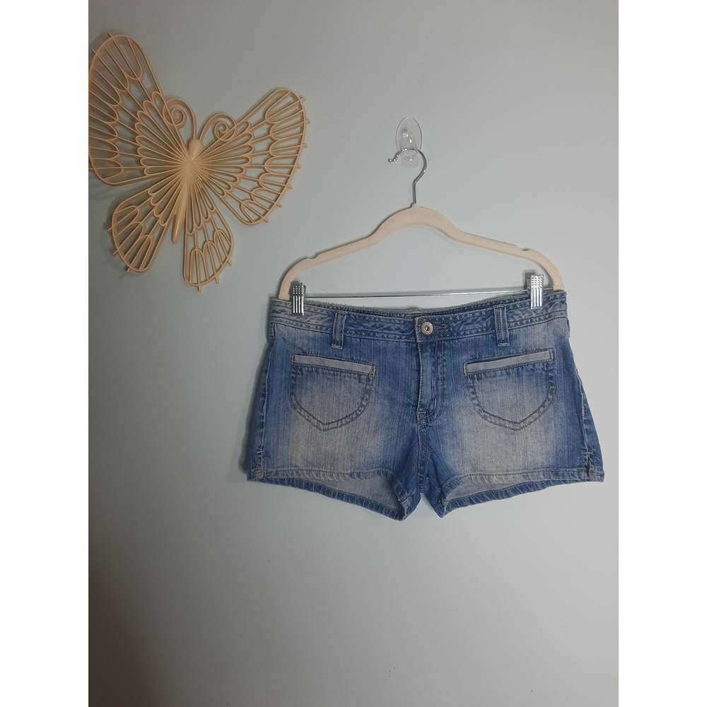 Y2K Mudd Jeans Womens Denim Micro Shorts Light Wash Low Rise Size 11